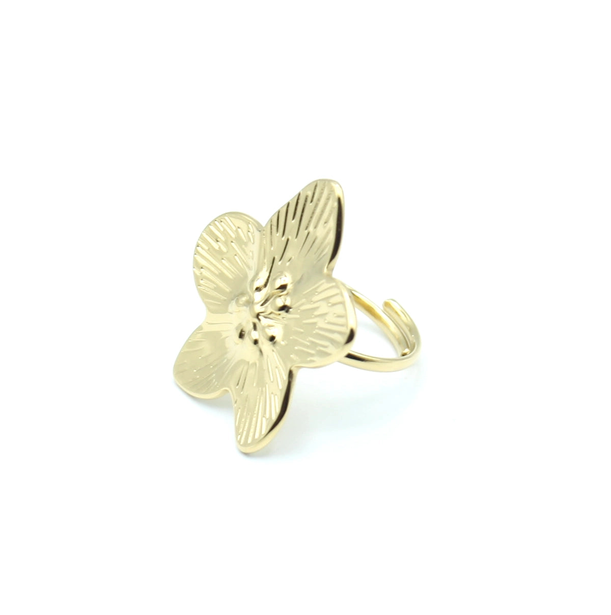 Anillo Fiore, acero inoxidable dorado con forma de flor, resistente, no se decolora - DELACABRA