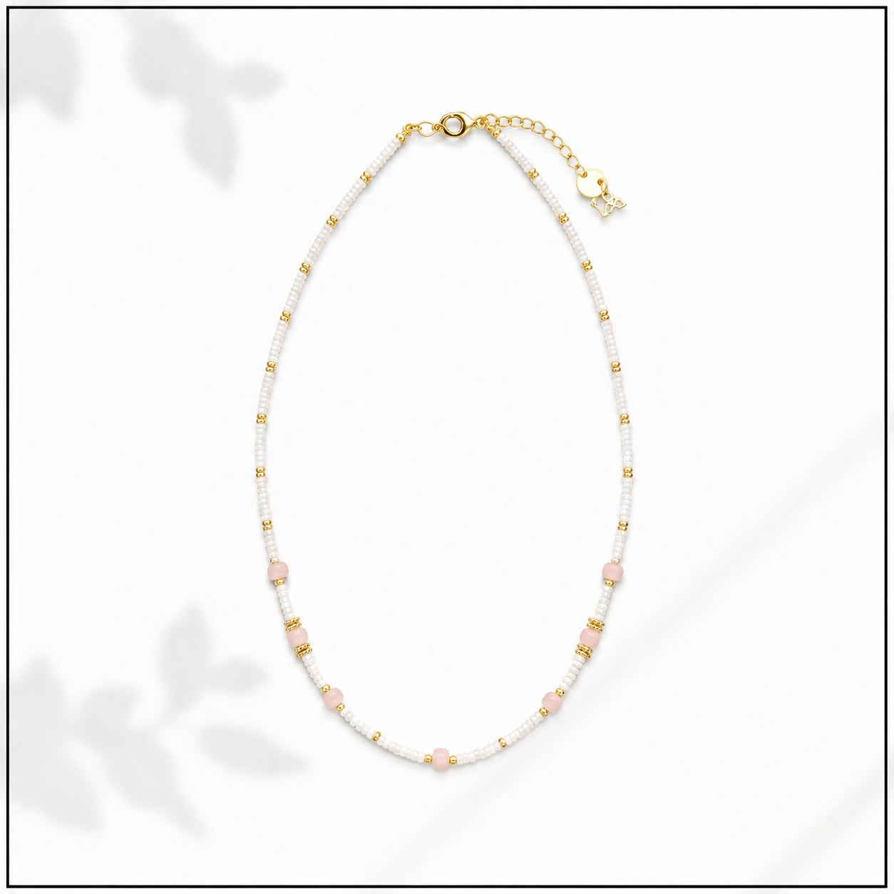 Collar de Piedras Blanco y Rosa