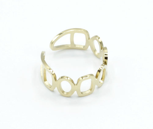 Anillo About You, tono dorado, marca delacabra, anillo con rombos y rectángulos, ajustable de acero inoxidable