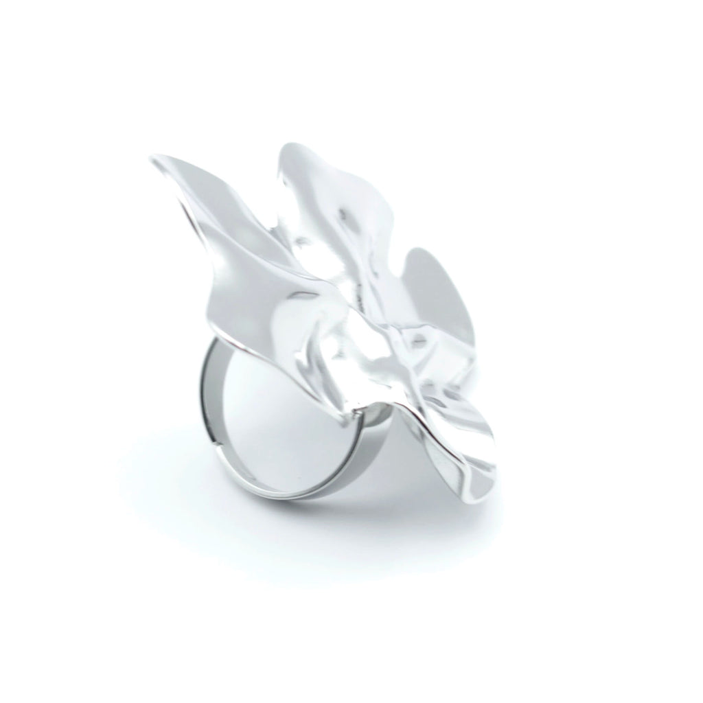 Anillo Lys acero inoxidable plateado, hipoalergénico, elegante y joya de moda - delacabra