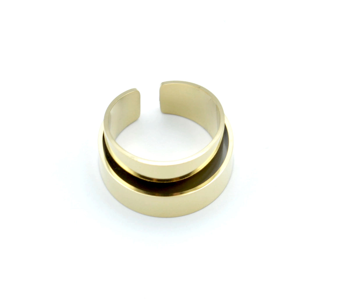 Anillo Punk acero inoxidable dorado ajustable, cómodo y ligero, acabado de lados redondeados. - delacabra