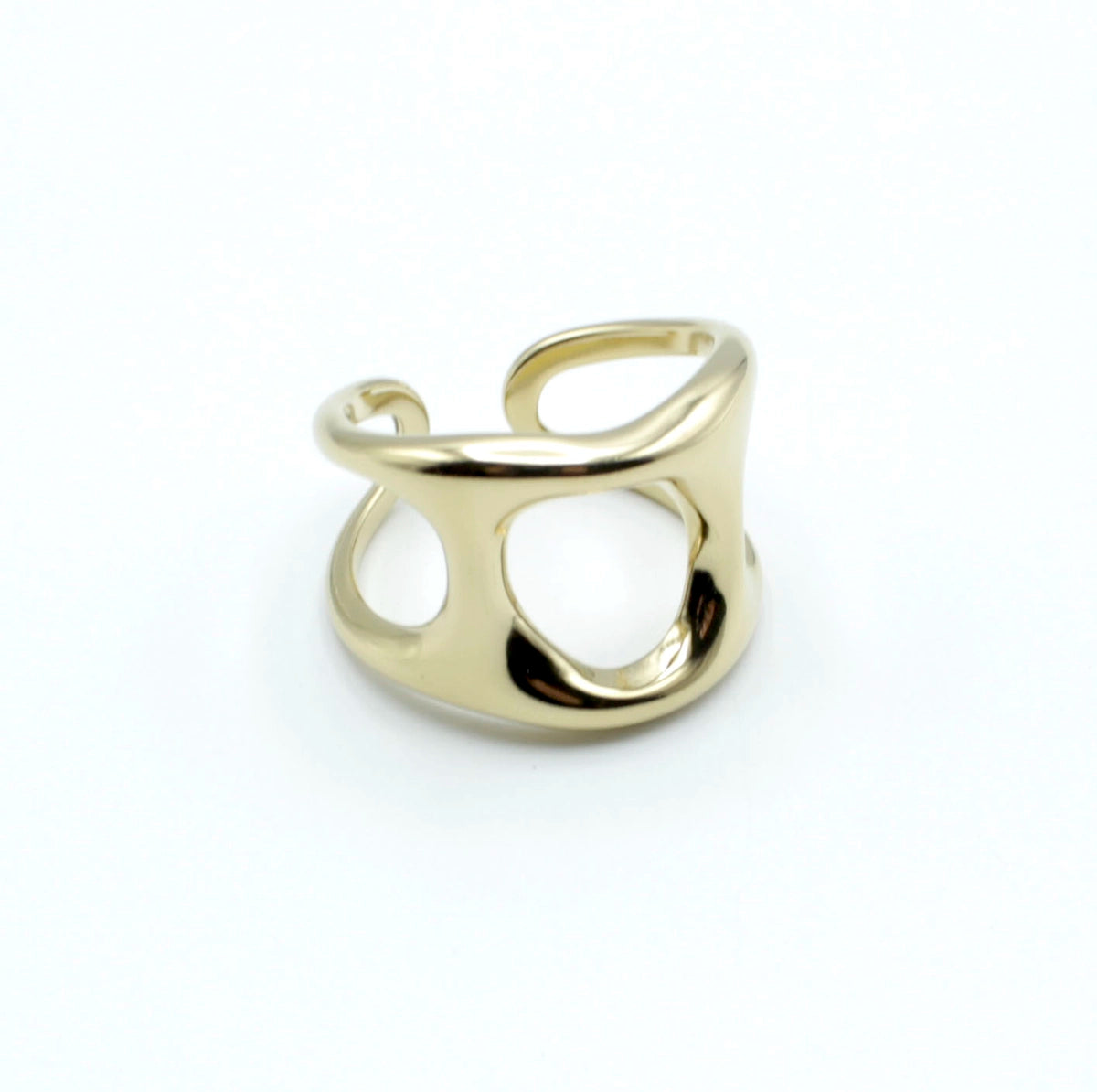 Anillo Sly dorado, marca delacabra, ajustable acero inoxidable modelo atemporal
