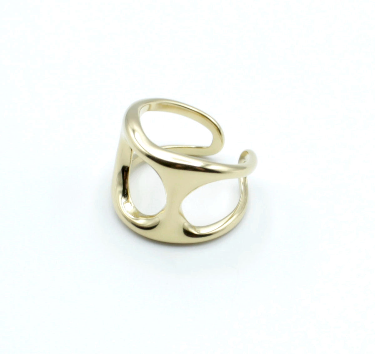 Anillo Sly dorado, marca delacabra, ajustable acero inoxidable modelo atemporal