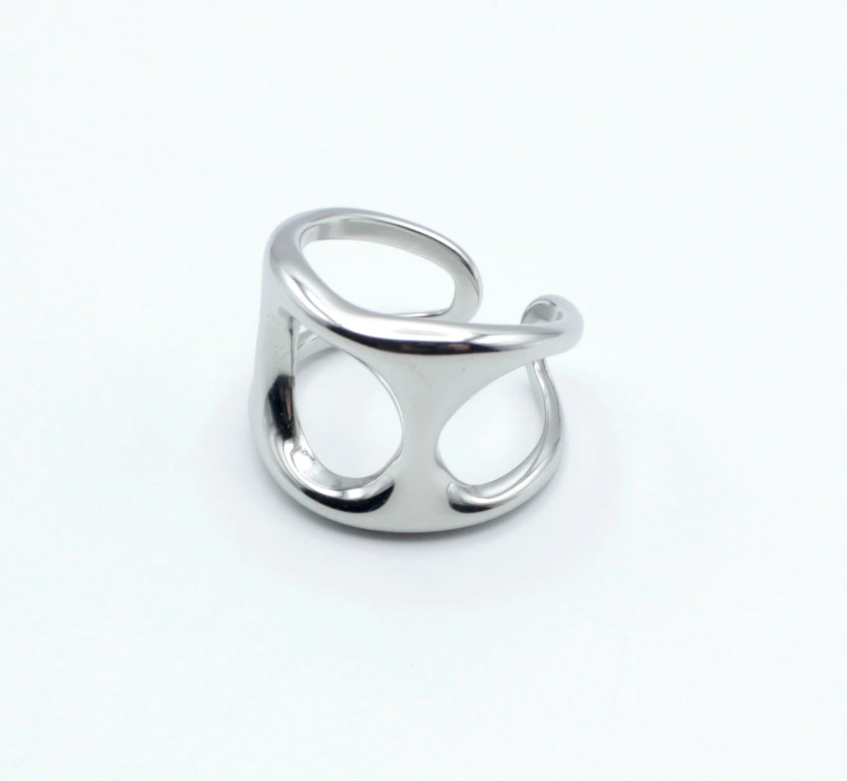 Anillo Sly plateado, marca delacabra, ajustable acero inoxidable modelo atemporal