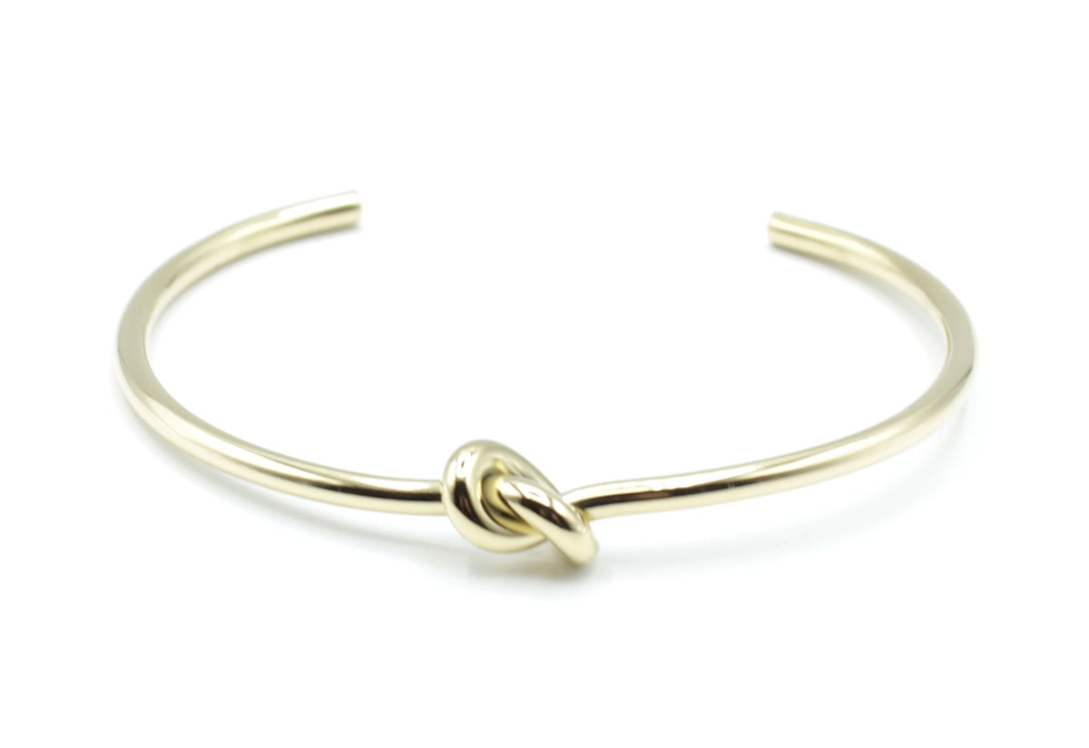 Brazalete Knot acero inoxidable dorado estructura abierta - delacabra