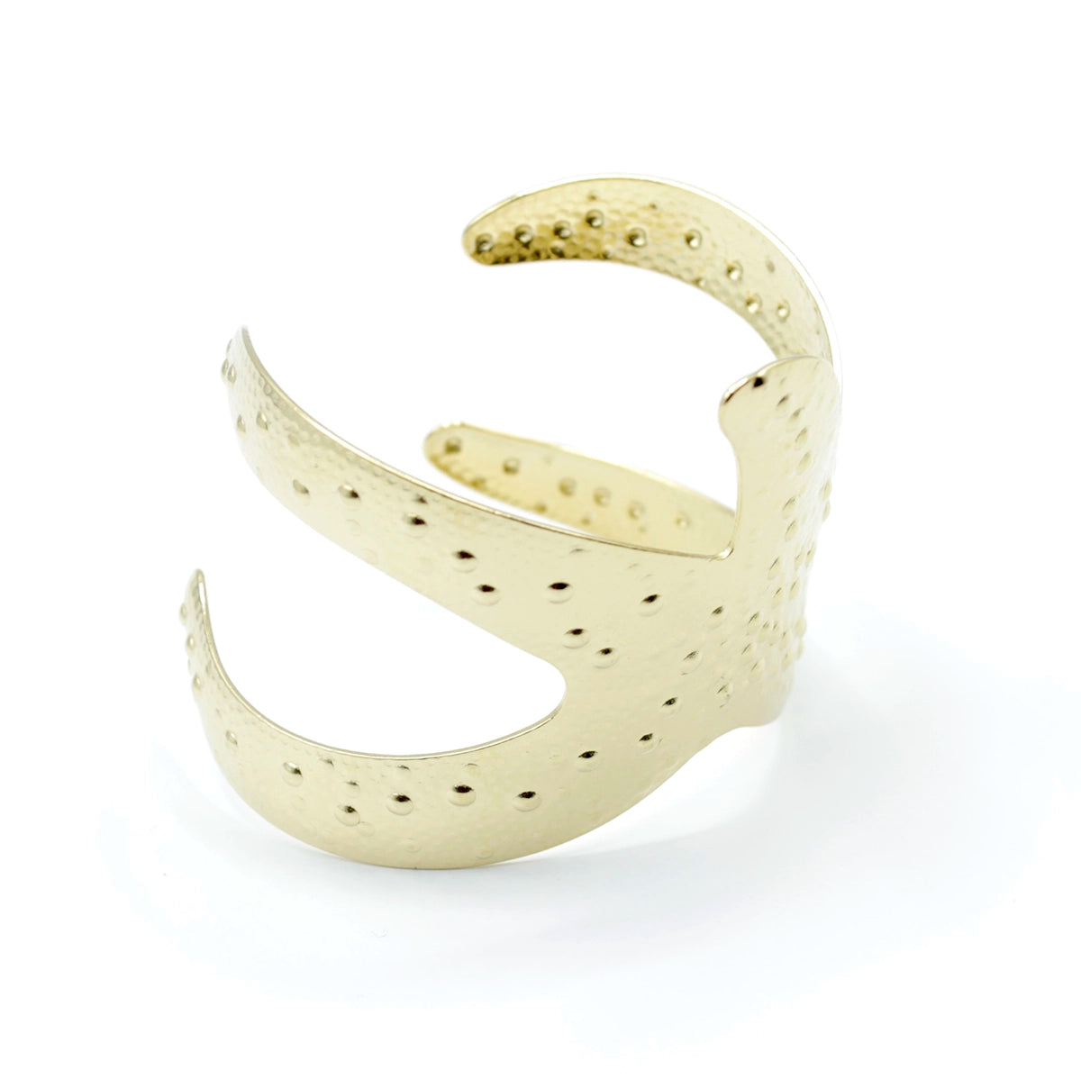 Brazalete Stella acero inoxidable dorado vista lateral vertical diseño atrevido y vibrante - delacabra