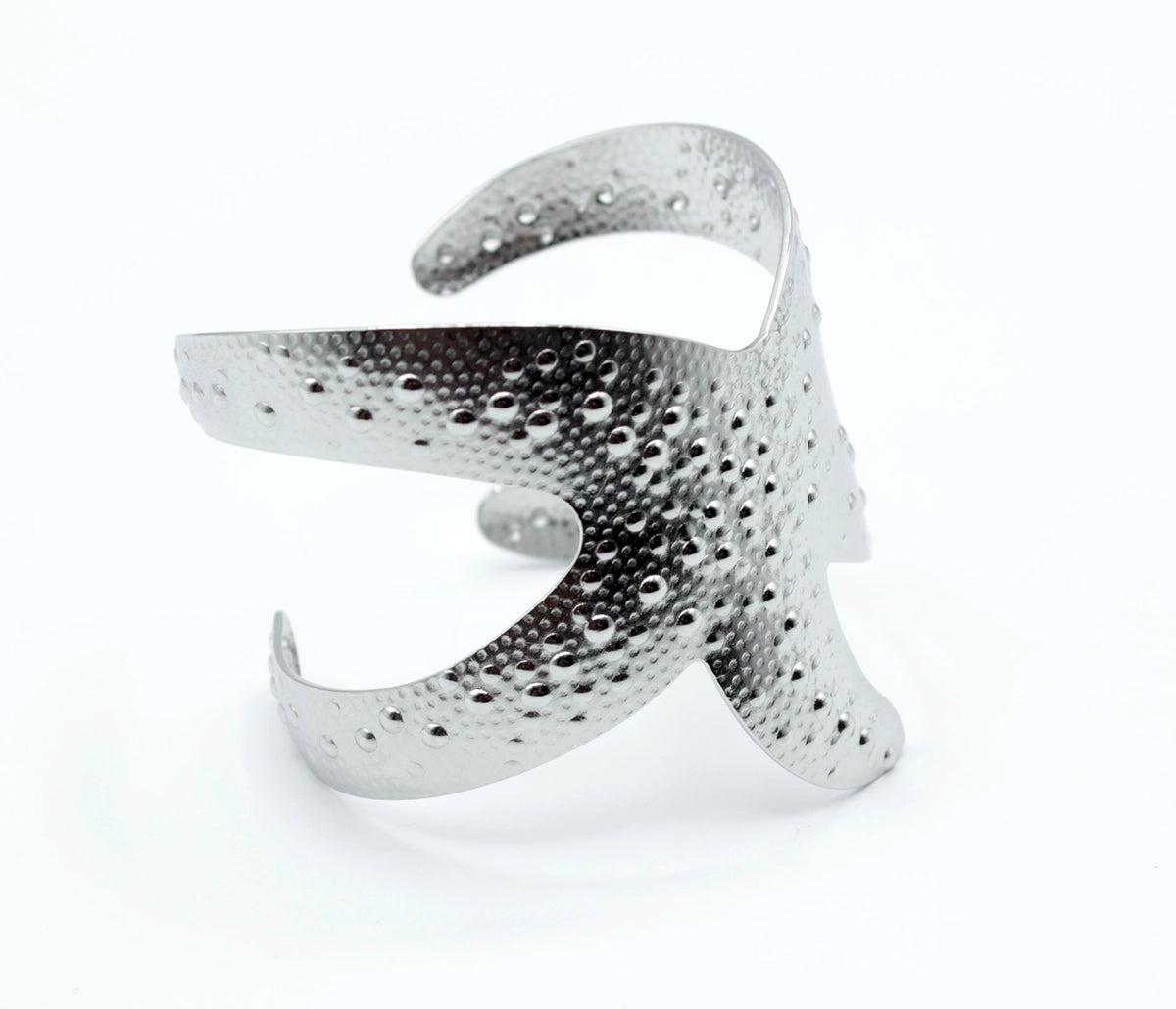 Brazalete Stella acero inoxidable plateado forma de estrella de mar con relieve realista - delacabra