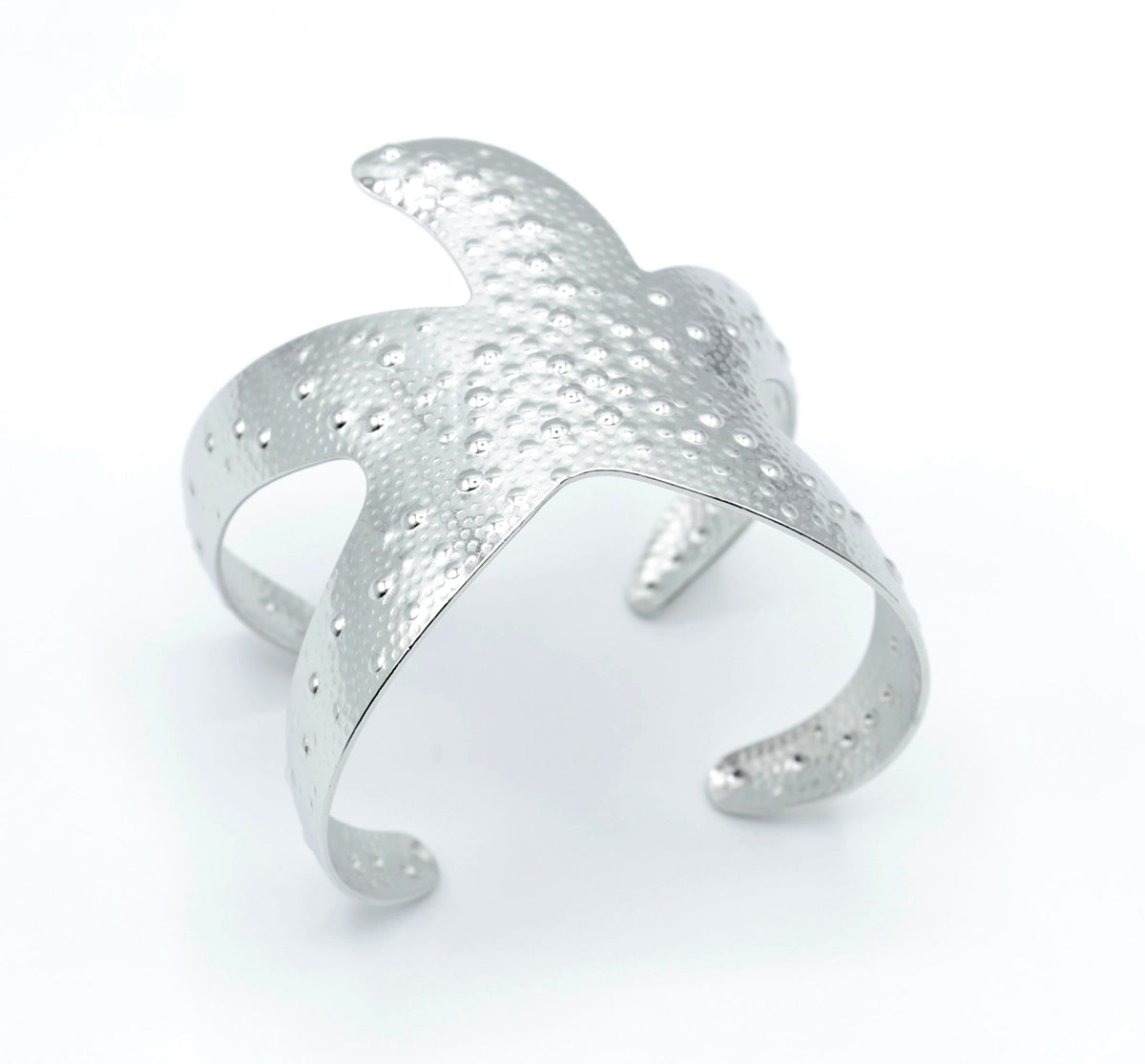 Brazalete Stella acero inoxidable plateado ajustable vista horizontal acabado mate y brillante - delacabra