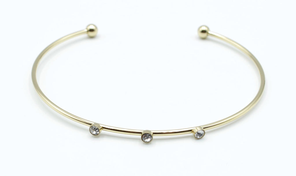 Brazalete Three Diamonds acero inoxidable ajustable con tres circonitas que le confiere mucha personalildad - delacabra
