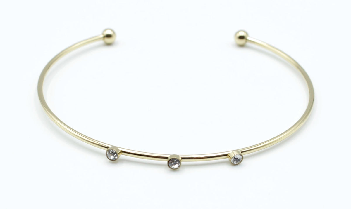 Brazalete Three Diamonds acero inoxidable ajustable con tres circonitas que le confiere mucha personalildad - delacabra