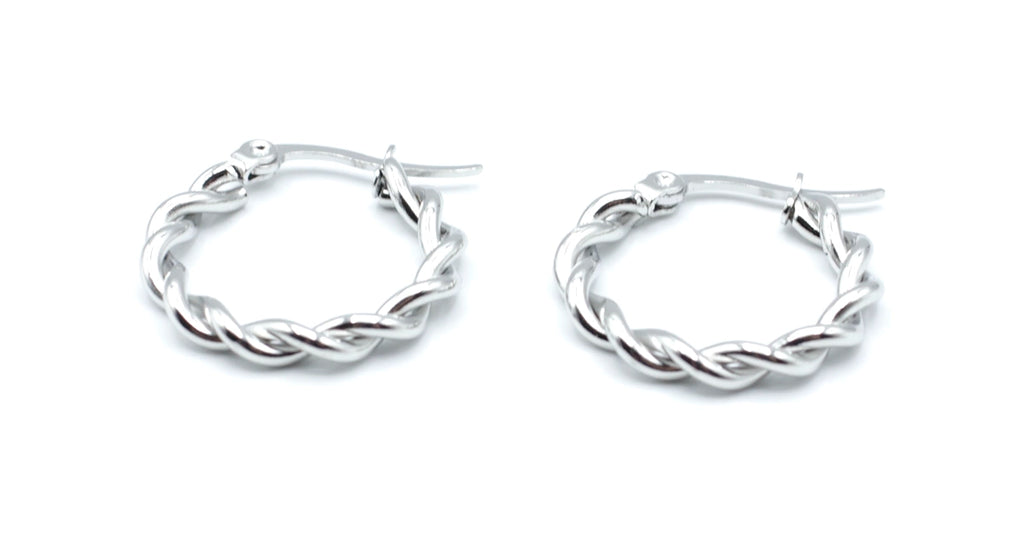 Pendiente Aro Sunrise acero inoxidable plateado, perfectos para dar un toque moderno y versátil a cualquier look, cómodos para uso diário. - DELACABRA