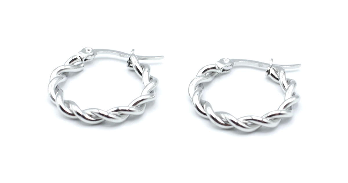 Pendiente Aro Sunrise acero inoxidable plateado, perfectos para dar un toque moderno y versátil a cualquier look, cómodos para uso diário. - DELACABRA