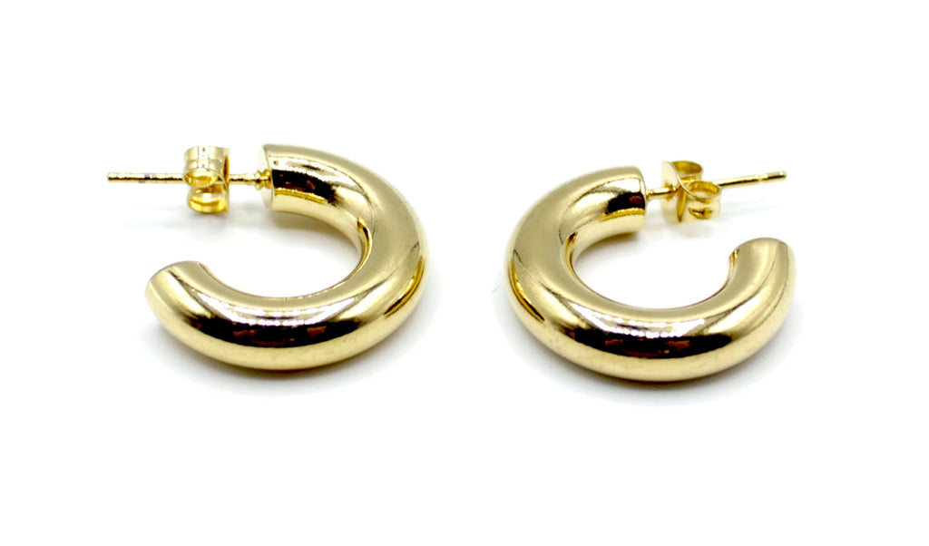 Pendientes Aro Little acero inoxidable dorado, acabado pulido y brillante, discretos y elegantes. - DELACABRA