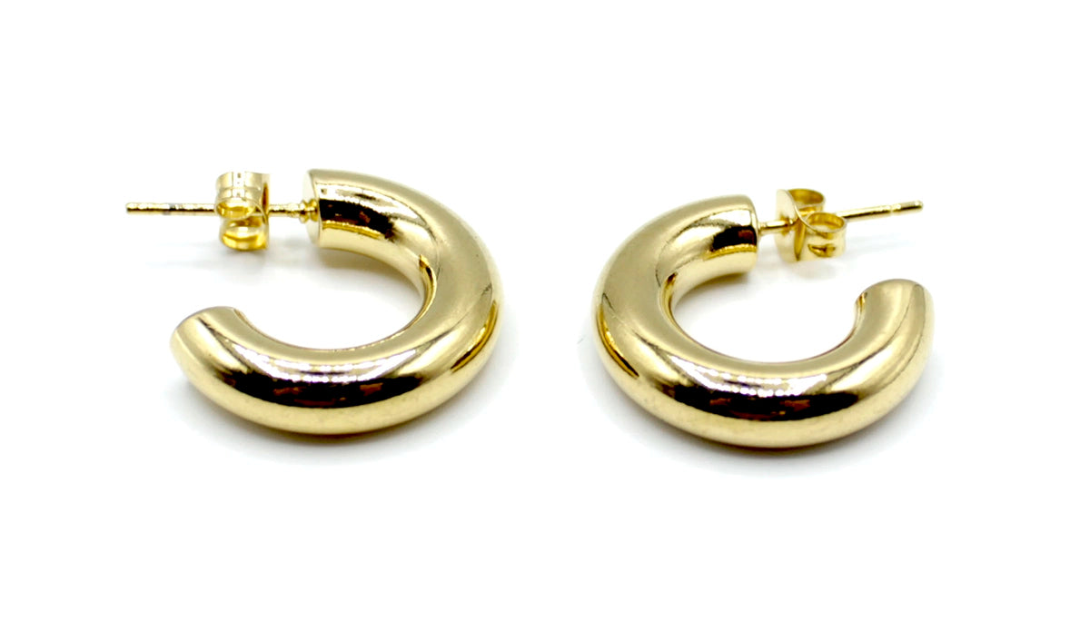 Pendientes Aro Little acero inoxidable dorado, acabado pulido y brillante, discretos y elegantes. - DELACABRA