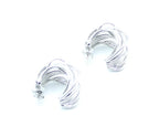 Pendientes de aro Anémona en acero inoxidable plateado de DELACABRA, hipoalergénicos, resistentes al agua y duraderos, vista superior