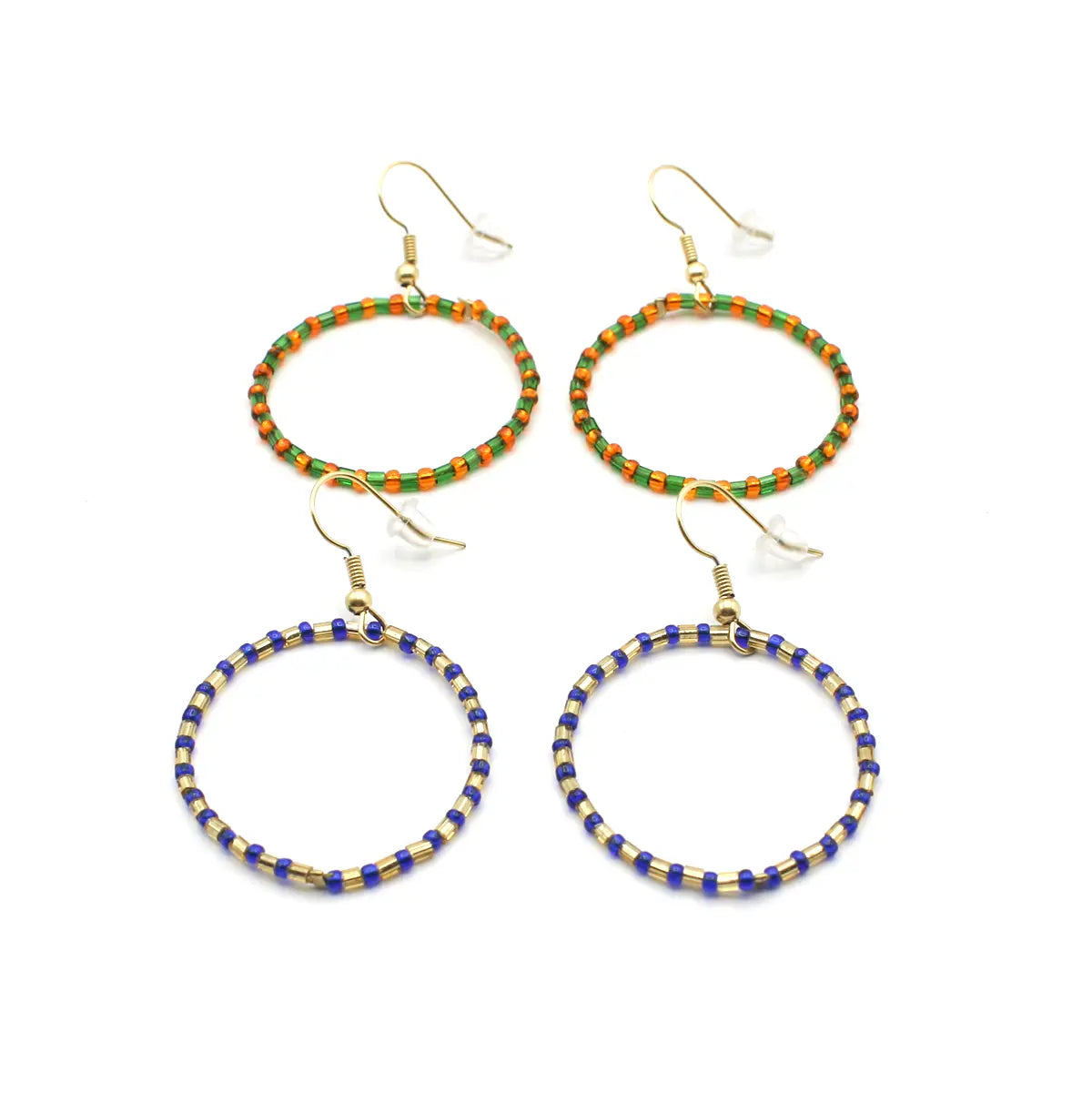 Pendientes Coral acero inoxidable  dorado y resina color verde y naranja y cierre de gancho, muy ligeros, sencillos pero de gran belleza. - DELACABRA