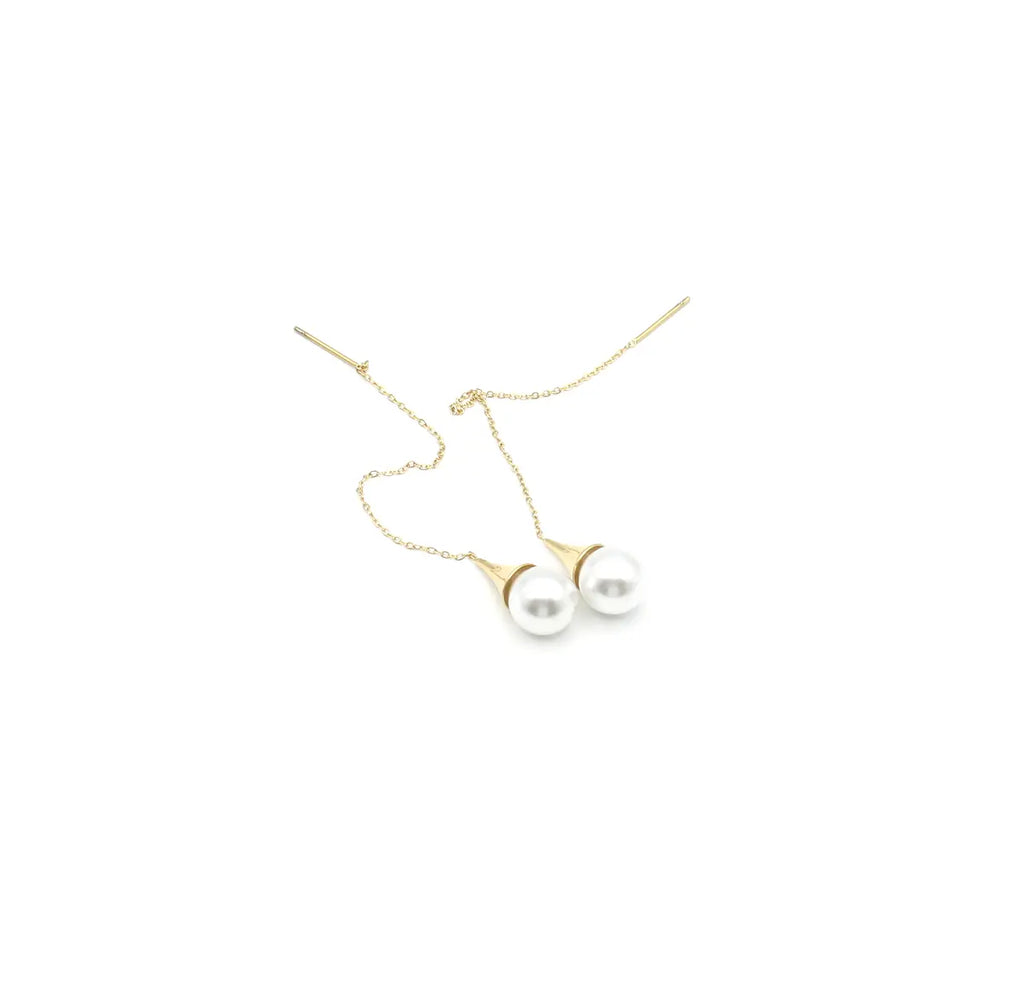Pendientes largos Ivory acero inoxidable dorado descomplicados para muchas ocasiones, resistentes al agua e hipoalergénicos. Delacabra