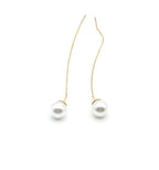 Pendientes largos Ivory acero inoxidable dorado, ligeros de cierre de mariposa. Delacabra