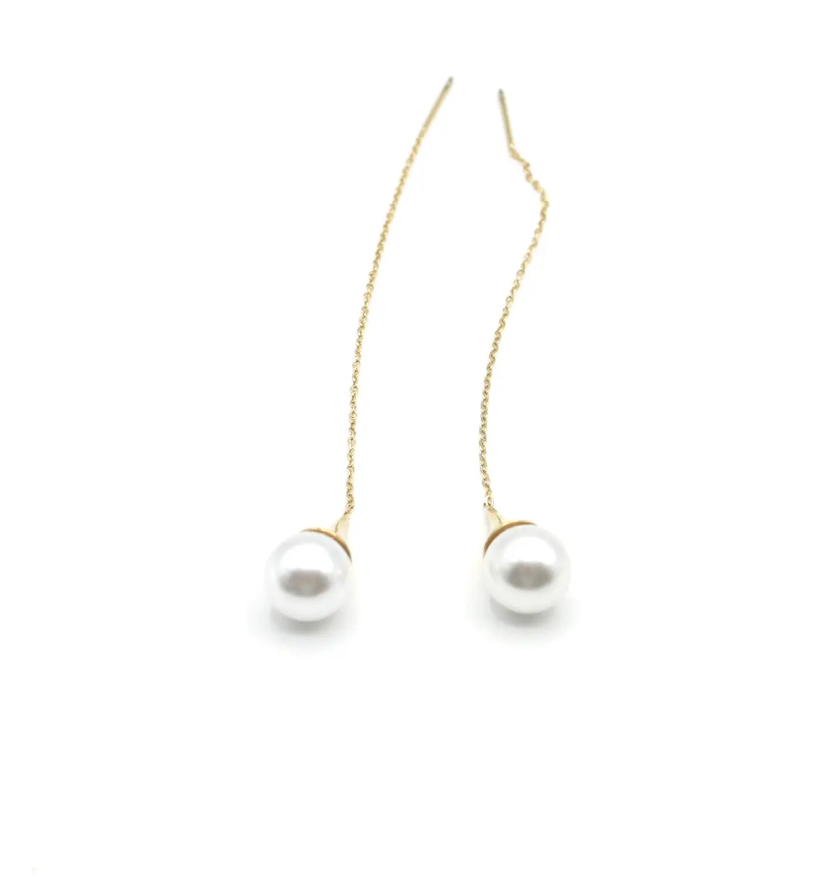 Pendientes largos Ivory acero inoxidable dorado, ligeros de cierre de mariposa. Delacabra
