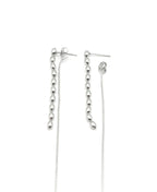 Pendientes largos Thread acero inoxidable plateado de calidad premium, ligeros y de alta resistencia. cierre de mariposa muy confiable. Delacabra