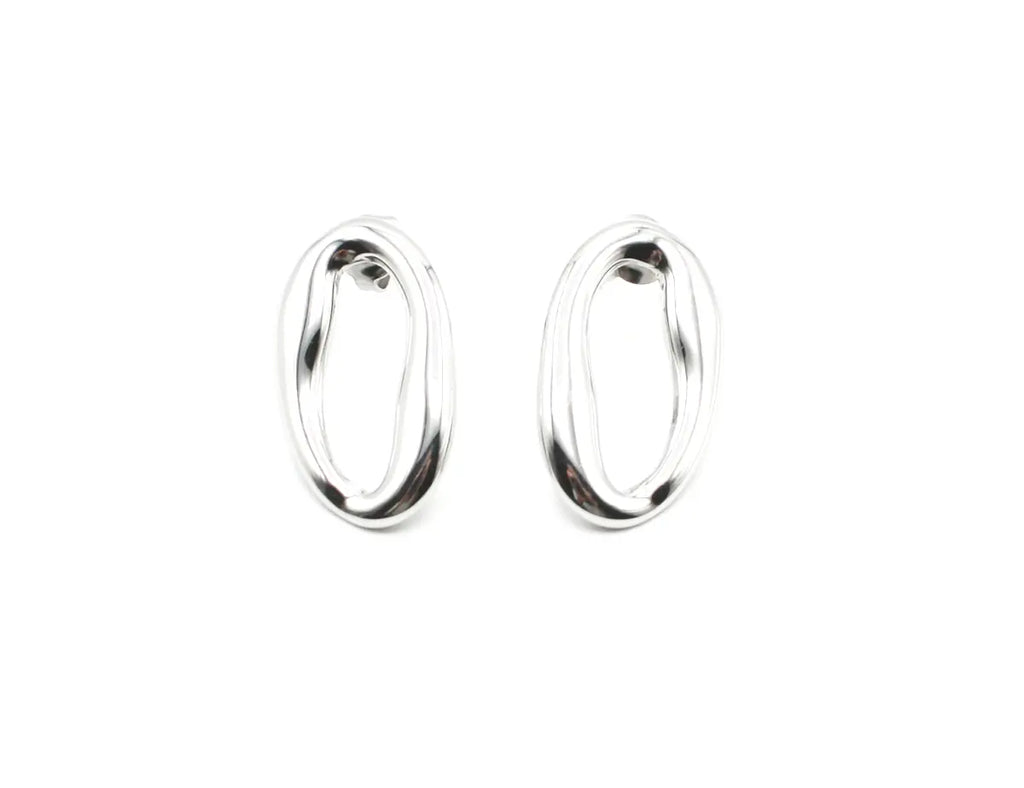 Pendientes Soleil acero inoxidable plateado diseño contemporáneo y artístico perfecto para destacar con un accesorio llamativo. resistente al agua. - DELACABRA