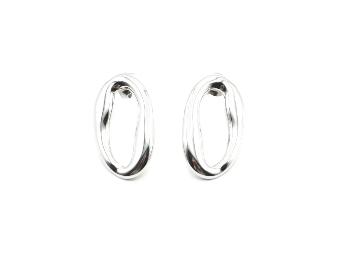 Pendientes Soleil acero inoxidable plateado diseño contemporáneo y artístico perfecto para destacar con un accesorio llamativo. resistente al agua. - DELACABRA