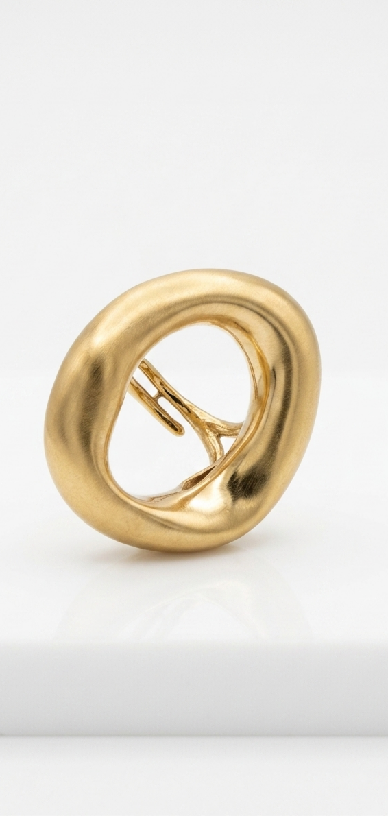 Anillo estilo Chunky ajustable de acero premium DELACABRA. Color Mate-Dorado