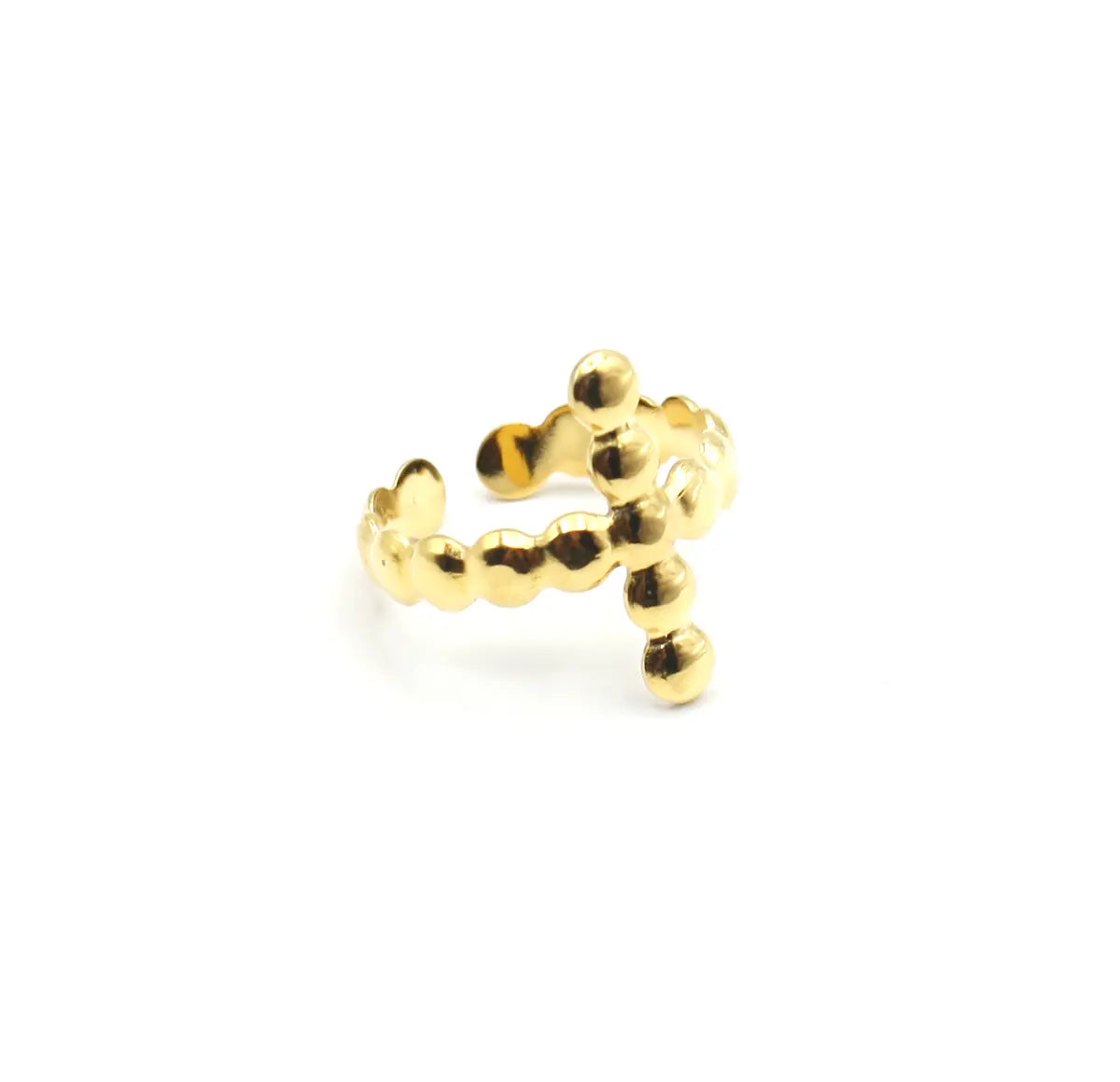 Anillo Chiara ajustable en acero inoxidable dorado, hipoalergénico, resistente al agua y de alta durabilidad - DELACABRA