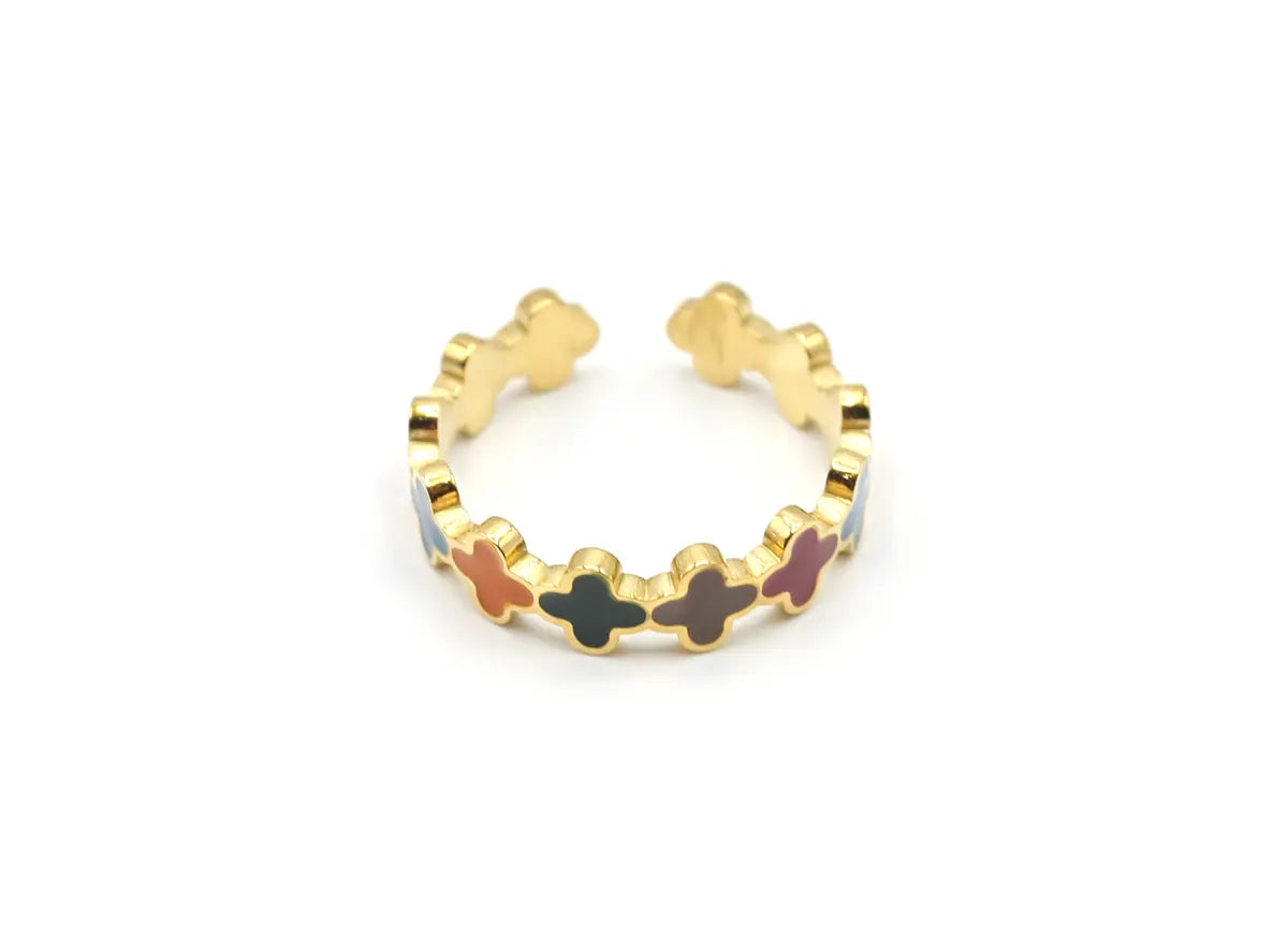 Anillo Coffee marca delacabra, acero inoxidable ajustable dorado con colores marrón en diferentes tonos, cómodo, elegante y versátil.resistente al agua. DELACABRA