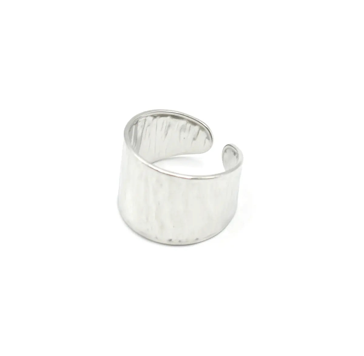anillo de mujer ajustable plateado de acero inoxidable, diseño elegante y minimalista