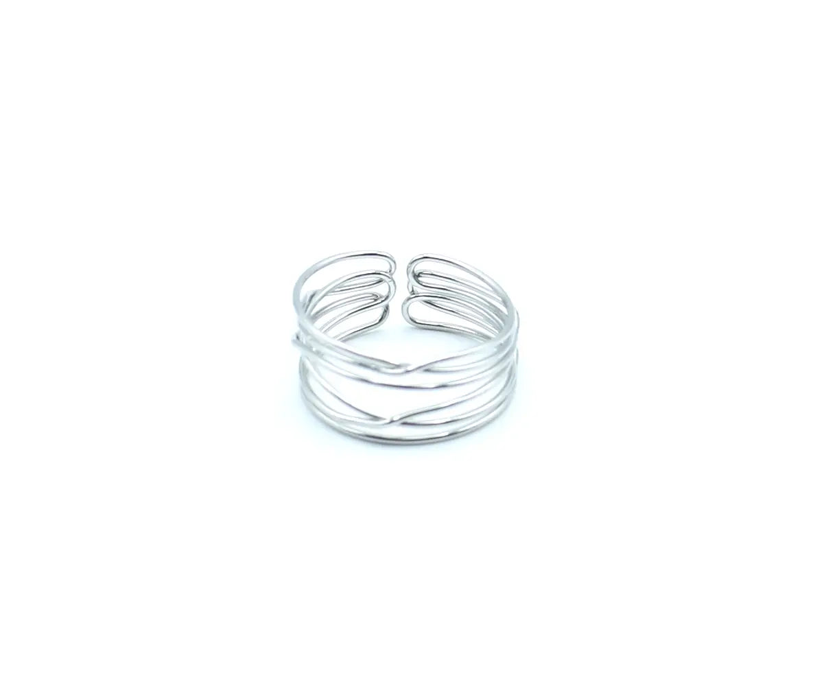 Anillo Seda, acero inoxidable plateado con una forma moderna, para todas las ocasiones, atemporal - DELACABRA