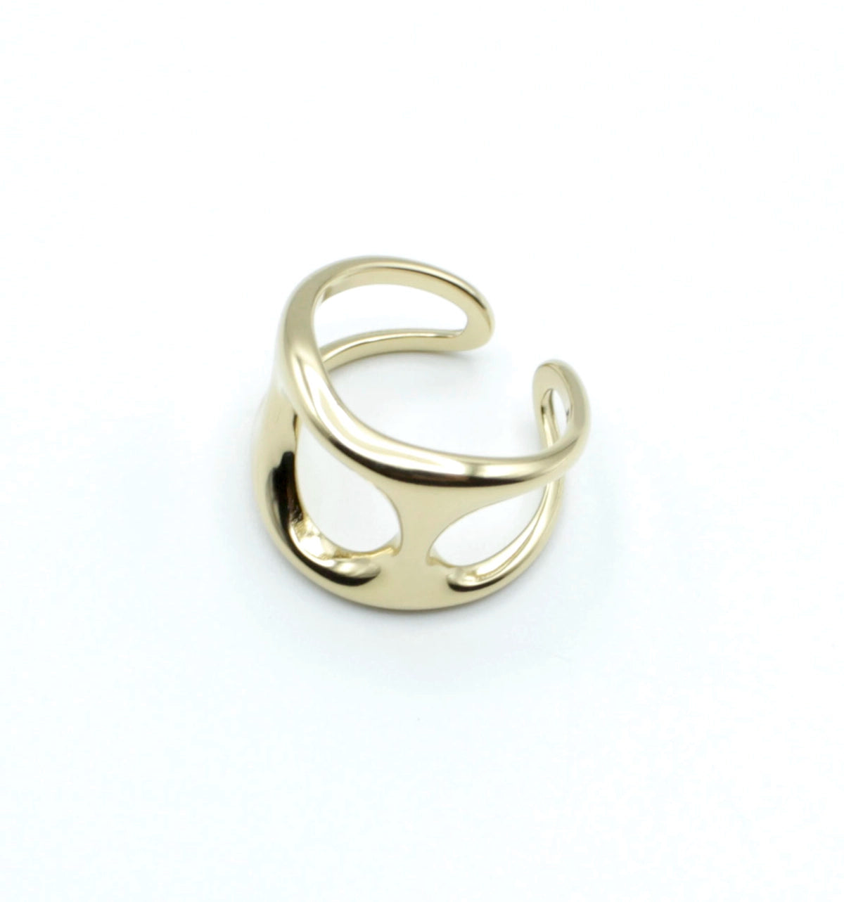 Anillo Sly dorado, marca delacabra, ajustable acero inoxidable modelo atemporal