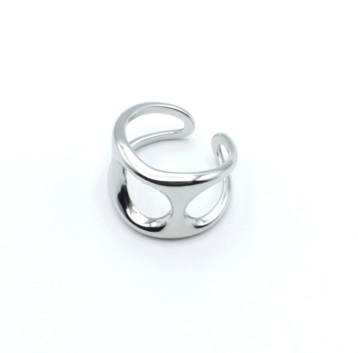 Anillo Sly plateado, marca delacabra, ajustable acero inoxidable
