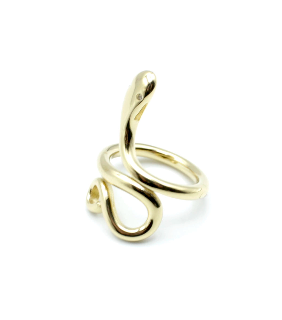 Anillo snake ajustable color dorado fabricado en acero inoxidable. Diseño curvo cómodo y duradero