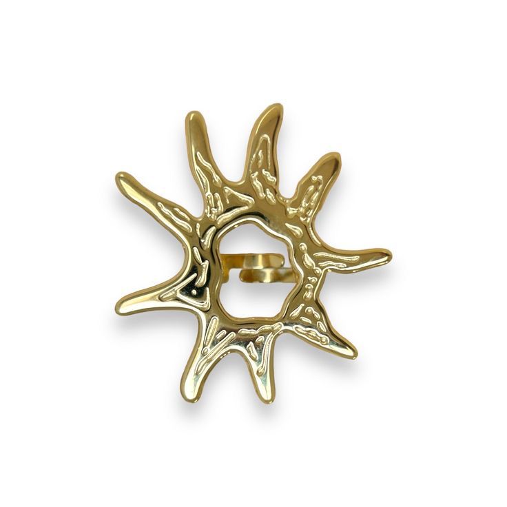 Anillo Sunshine dorado vista desde atrás, ajustable -DELACABRA