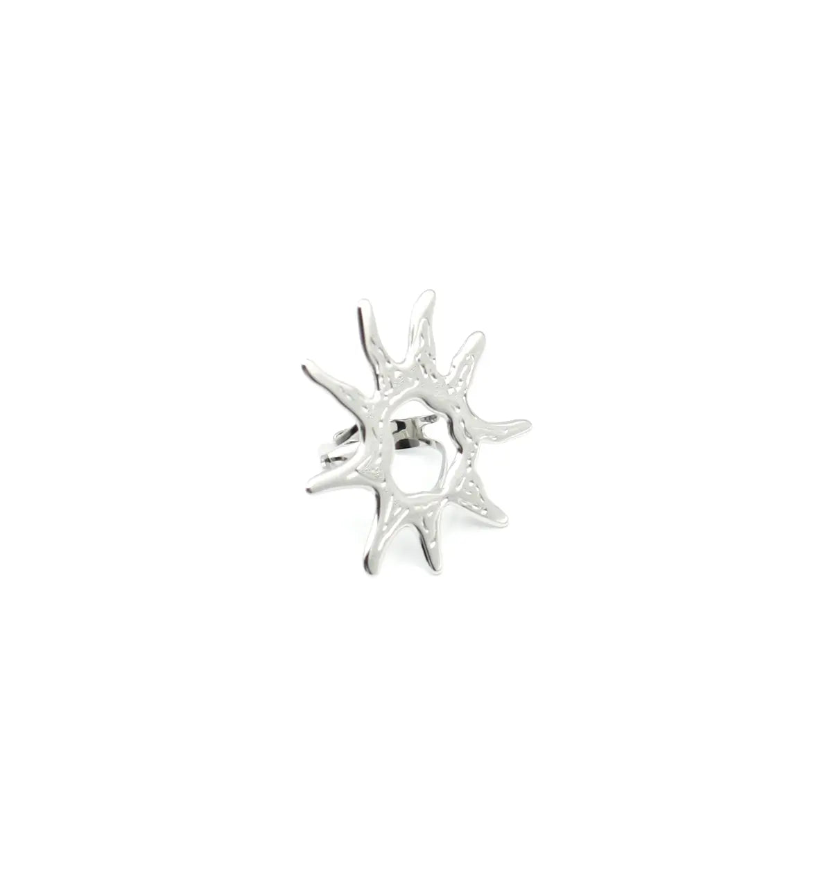 Anillo Sunshine plateado de acero inoxidable, diseño artístico, ajustable e hipoalergénico - DELACABRA