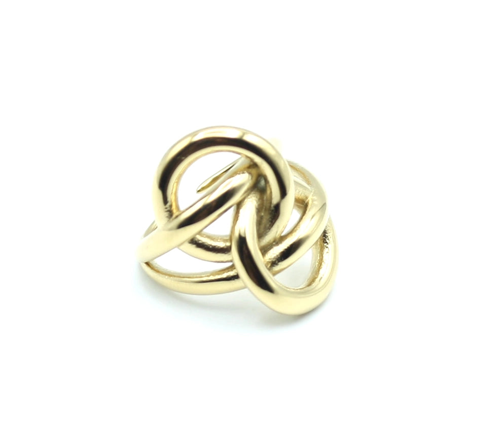 Anillo Vega ajustable de acero inoxidable dorado con diseño entrelazado, hipoalergénico, resistente al agua, duradero y que no destiñe - DELACABRA