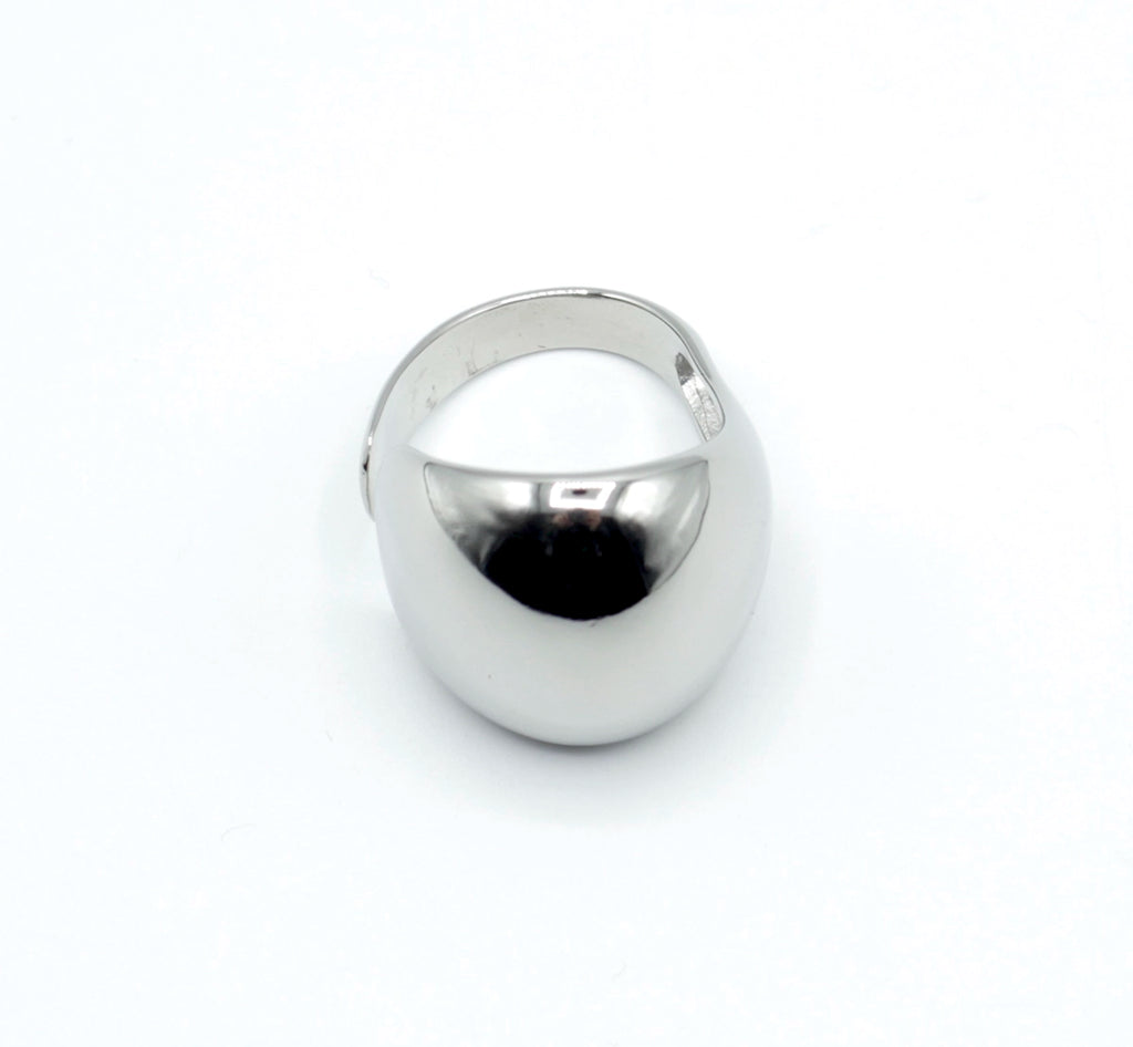 Anillo Venus marca delacabra, acero inoxidable ajustable, plateado brillante, sofisticado y elegante