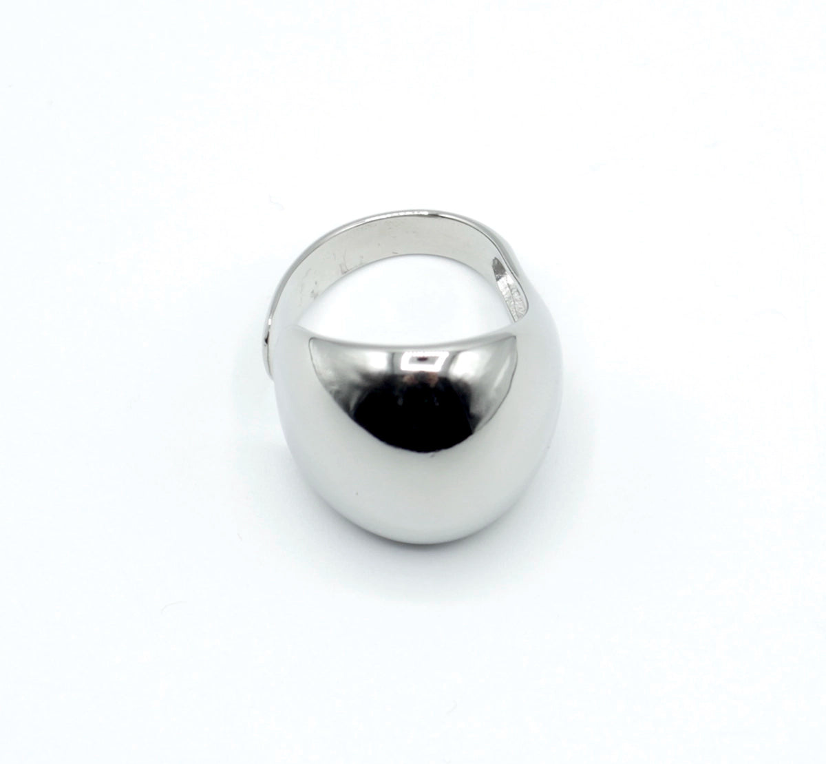 Anillo Venus marca delacabra, acero inoxidable ajustable, plateado brillante, sofisticado y elegante