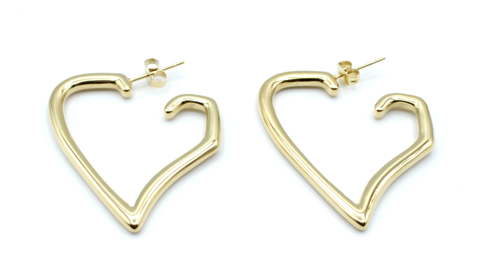 Pendientes Born to be loved dorados en forma de corazón, acero inoxidable brillante y duradero -DELACABRA
