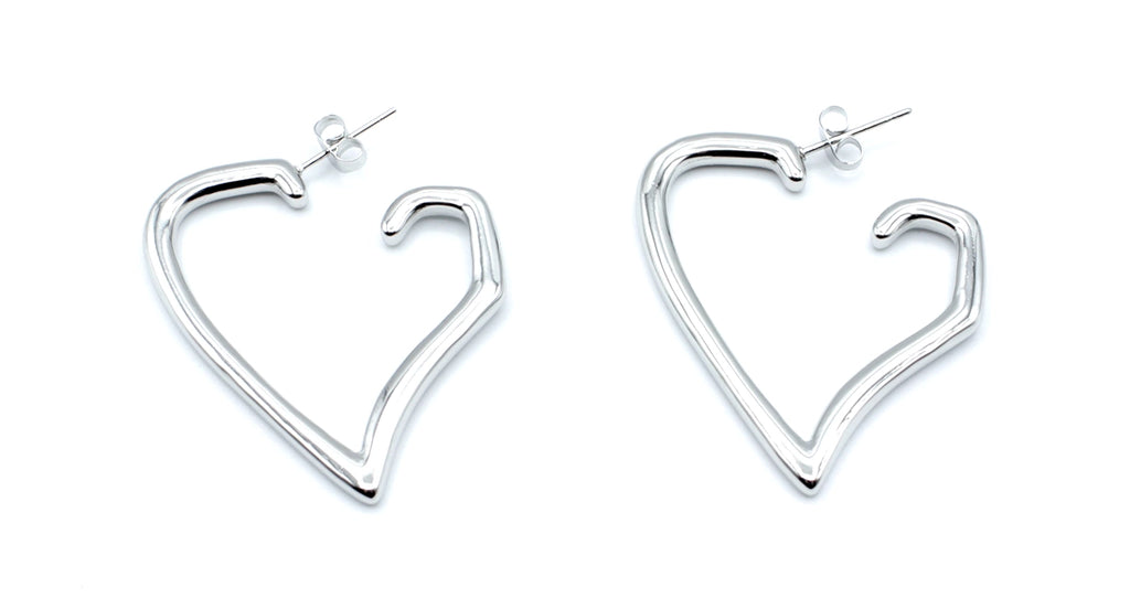 Aros plateados Born to be loved con diseño de corazón abierto, acero inoxidable resistente al agua -DELACABRA