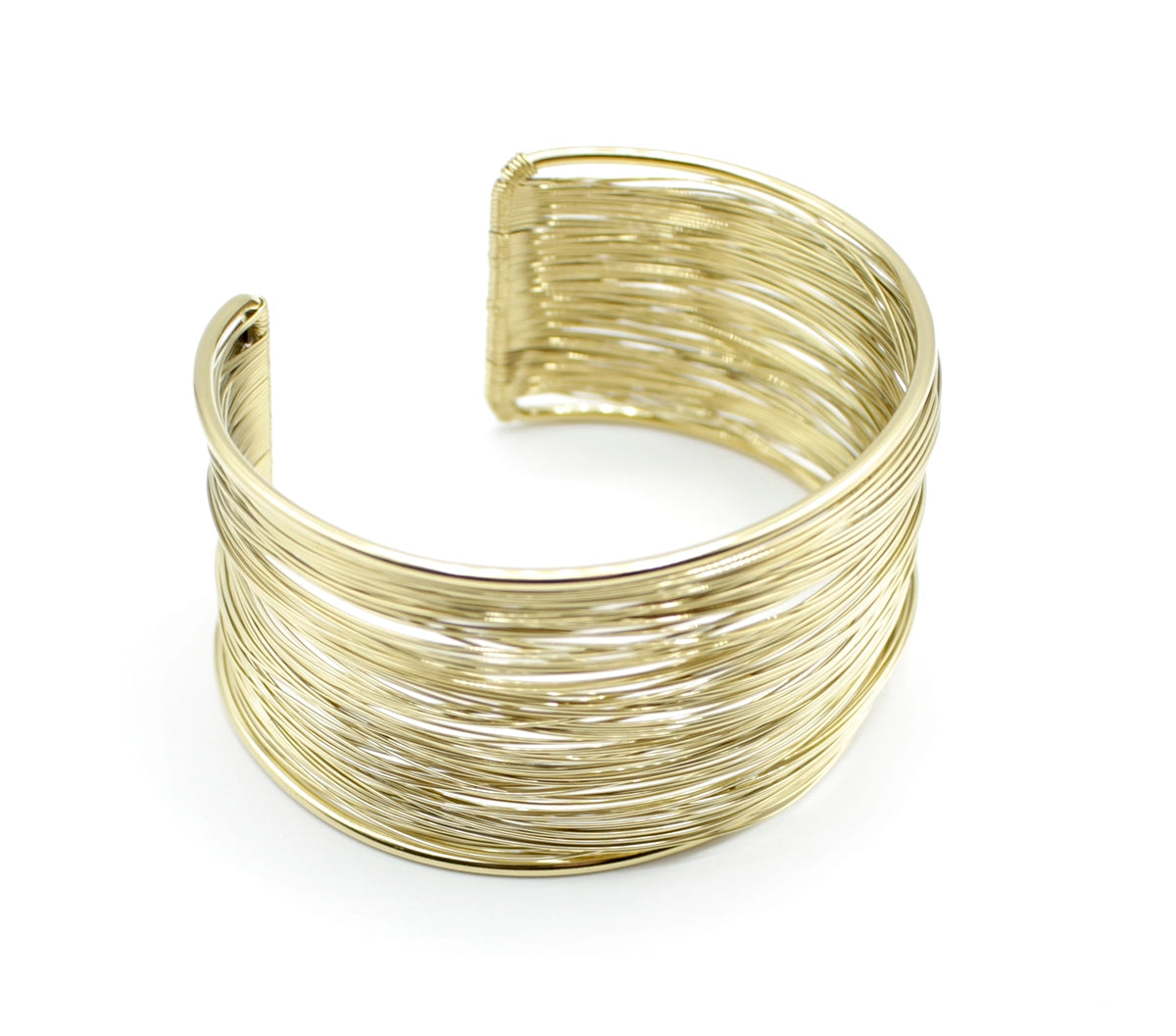 Brazalete Halo acero inoxidable dorado estructura firme ajustable - delacabra