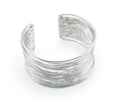 Brazalete Halo acero inoxidable plateado hilos entrelazados moderno y deslumbrante - delacabra