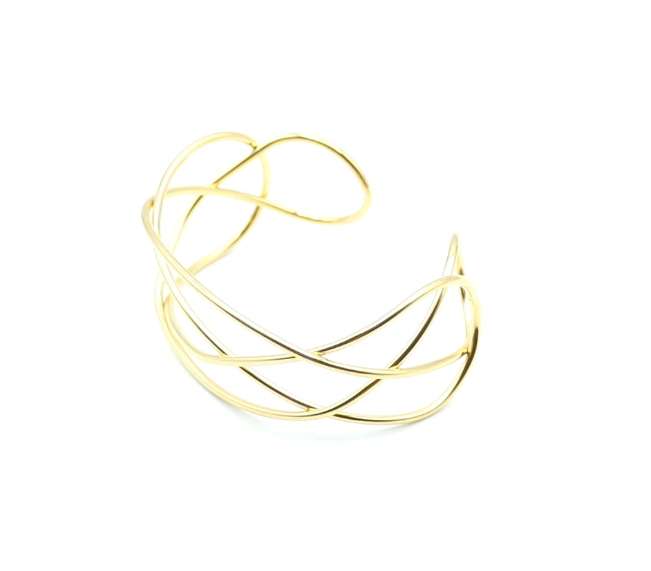 Brazalete dorado Jazmín ajustable de acero inoxidable hipoalergénico, resistente al agua y duradero - DELACABRA