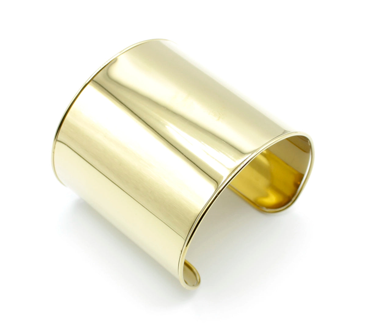 Brazalete Roma acero inoxidable dorado una lámina ancha con bordes redondeados, brillante  - delacabra