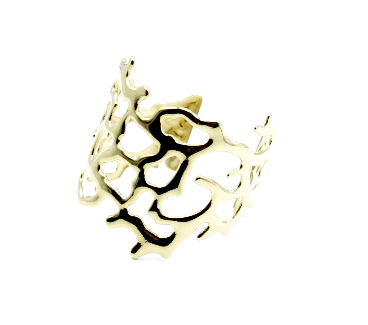Brazalete Coral de acero inoxidable vista lateral sobre fondo blanco -DELACABRA 