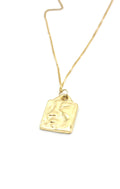 Collar de acero inoxidable dorado con colgante rectangular rostro abstracto