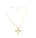 Collar Cross aceo inoxidable dorado, cadena fina y cruz con circonita incrustada - delacabra