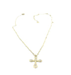 Collar Cross aceo inoxidable dorado, cadena fina y cruz con circonita incrustada - delacabra