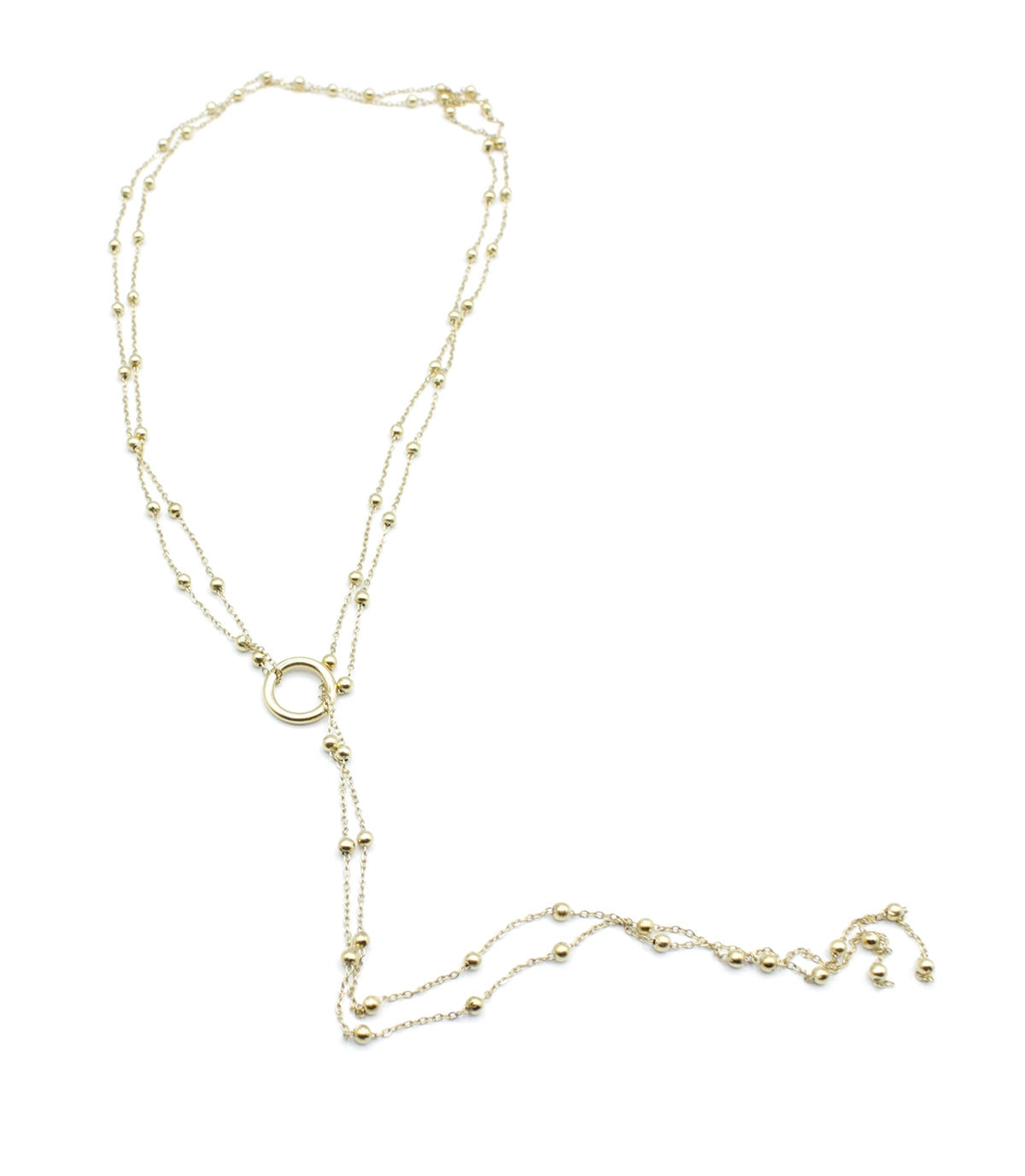 Collar Double deesse acero inoxidable dorado, cadena doble adaptable acabado brillante, puede ser usado en la cadera tambíen. - DELACABRA